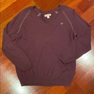 Plum sweater cashmere True Religion V-neck sz med